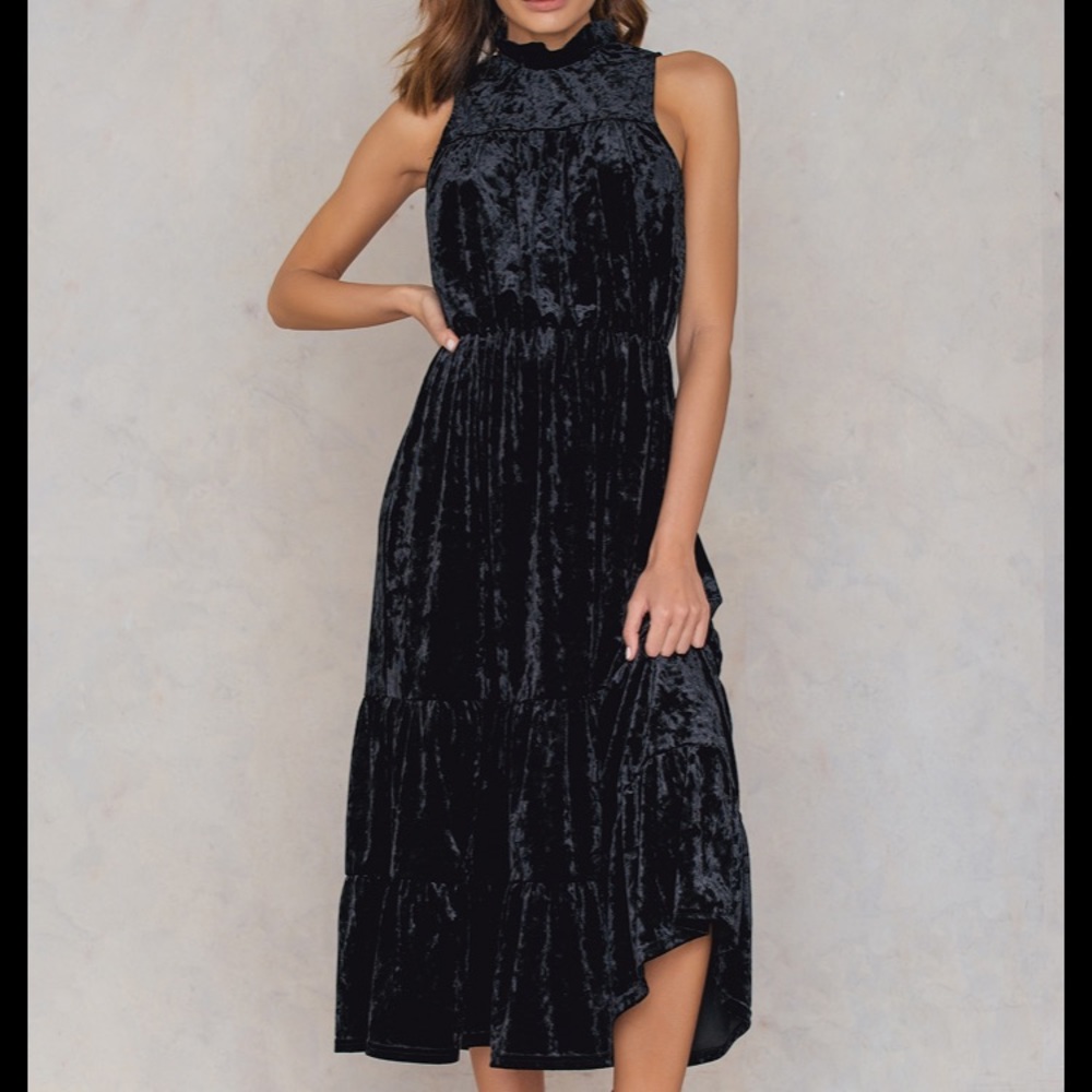 Velvet ankle dress black and burgundy